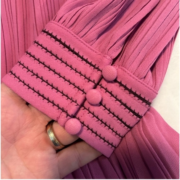 Jonathan Simkhai NWT Pink Pleated Tie Front Dress - Picture 9 of 11